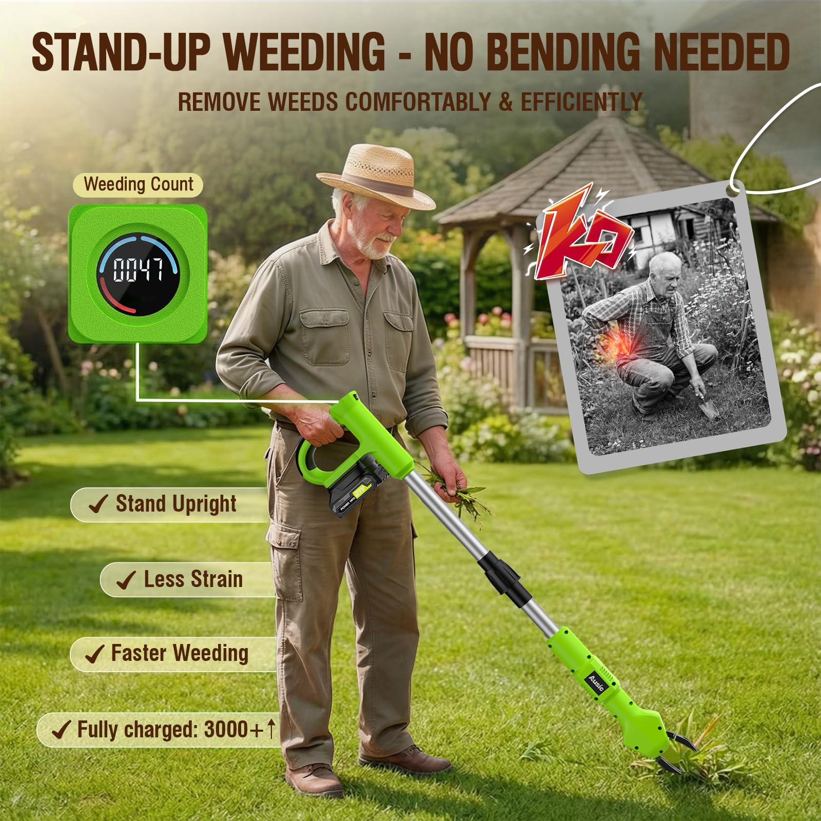 Electric Weed Puller Tool, No Bending Weed Remove Tool, Stand Up Weed Puller ...