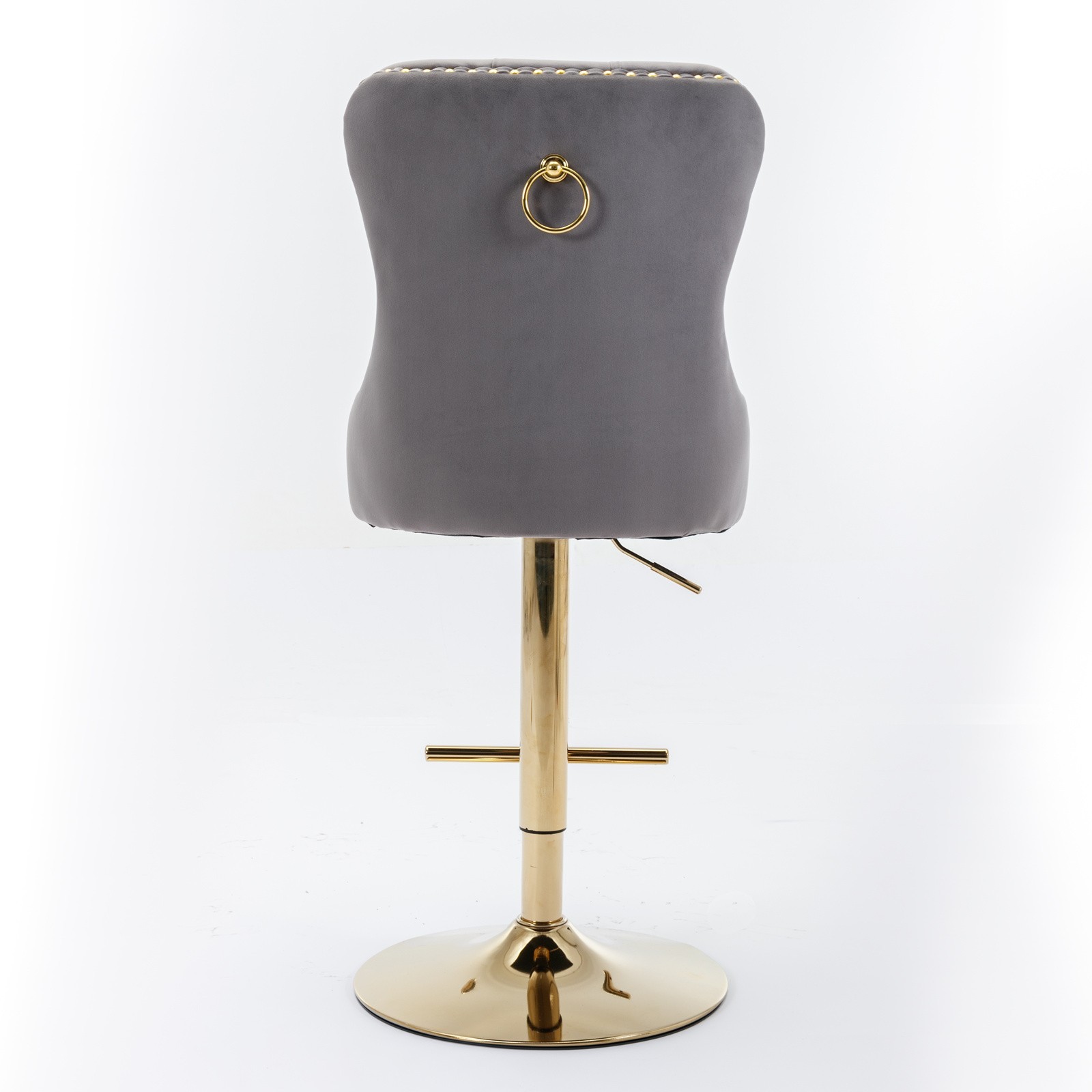 A&A Furniture Golden Swivel Velvet Barstools - Adjustable (27-35"), Tufted