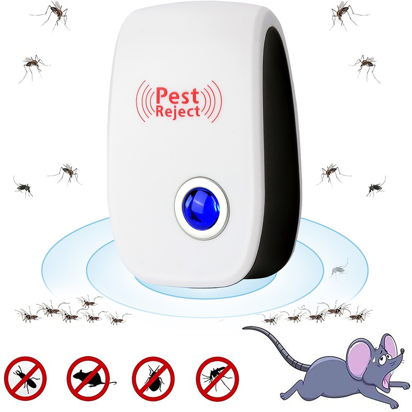 4 Pack Ultrasonic Pest Reject Control Electronic Repeller Mosquito Cockroach Rat