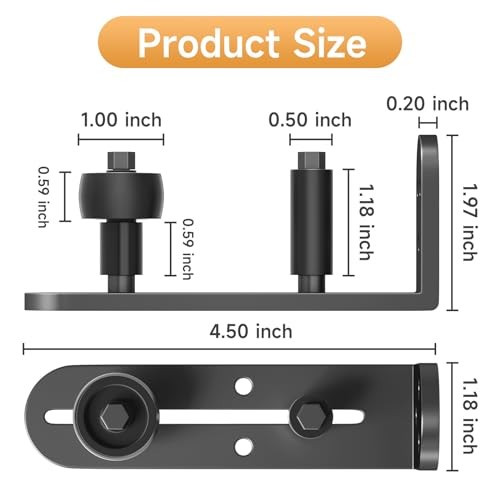 Sliding Barn Door Floor Guide, Adjustable Rollers Barn Door Hardware, 1 Black