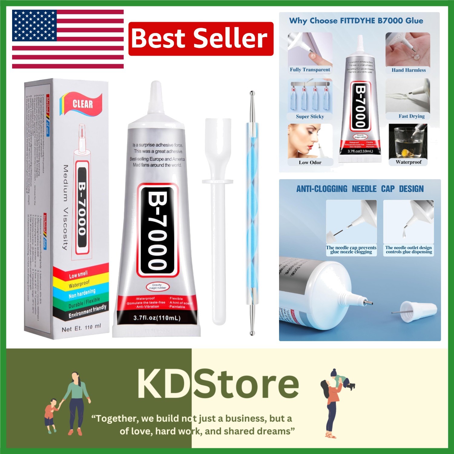 Upgraded 110ml Clear B7000 Adhesive Kit for Crafts & Jewelry