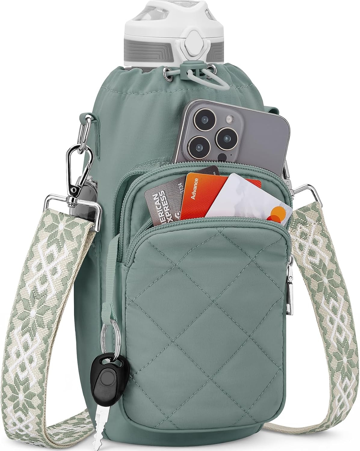 Water Bottle Bag Crossbody，Insulated Water Bottle Purse Crossbody Water Bottle H