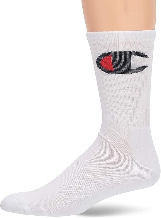 Champion logo Double Dry Pack Crew Socks  mens shoe size 6-12 3 pair