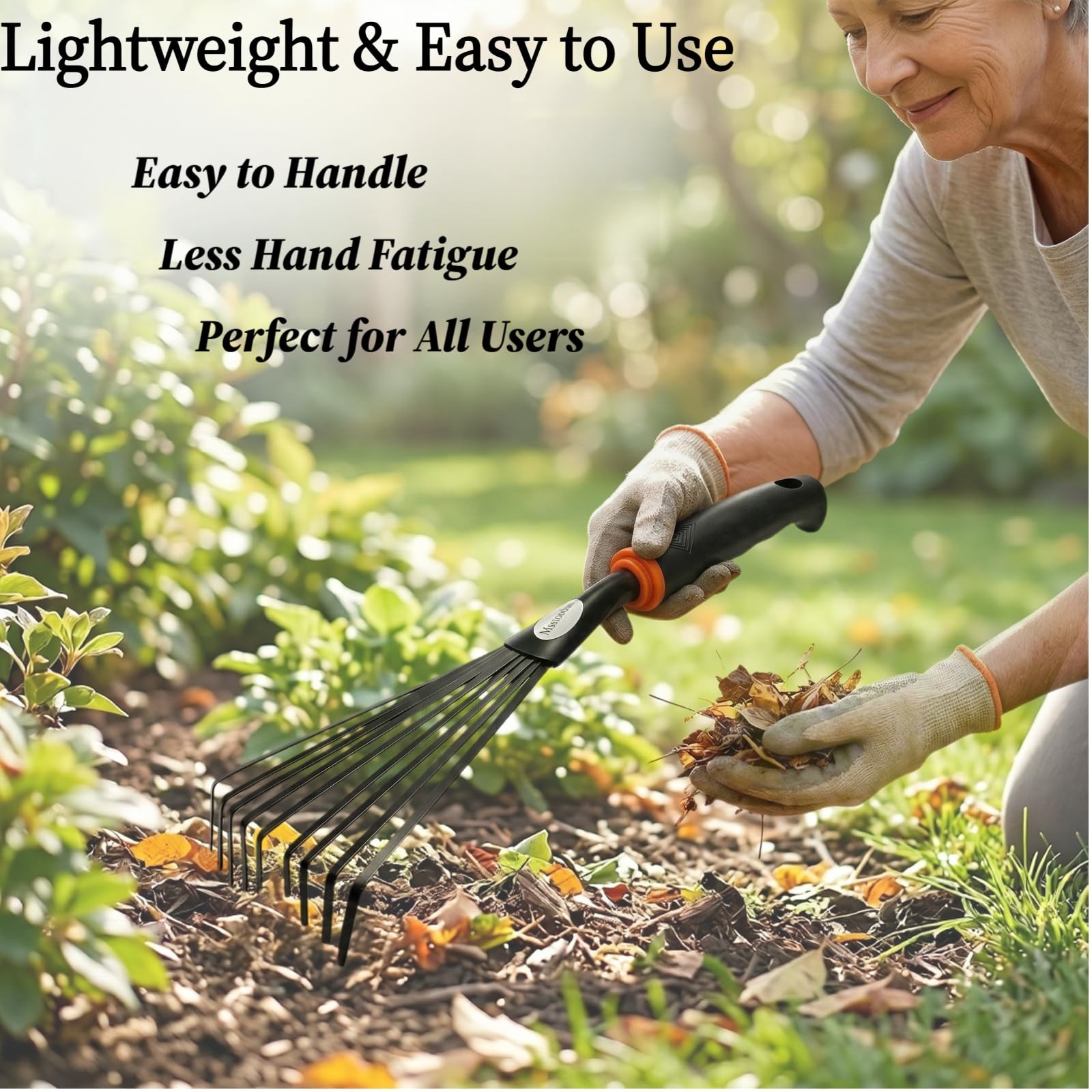 2 Pack Small Hand Rake for Gardening, Mini Leaf & Shrub Rake with Durable Ste...