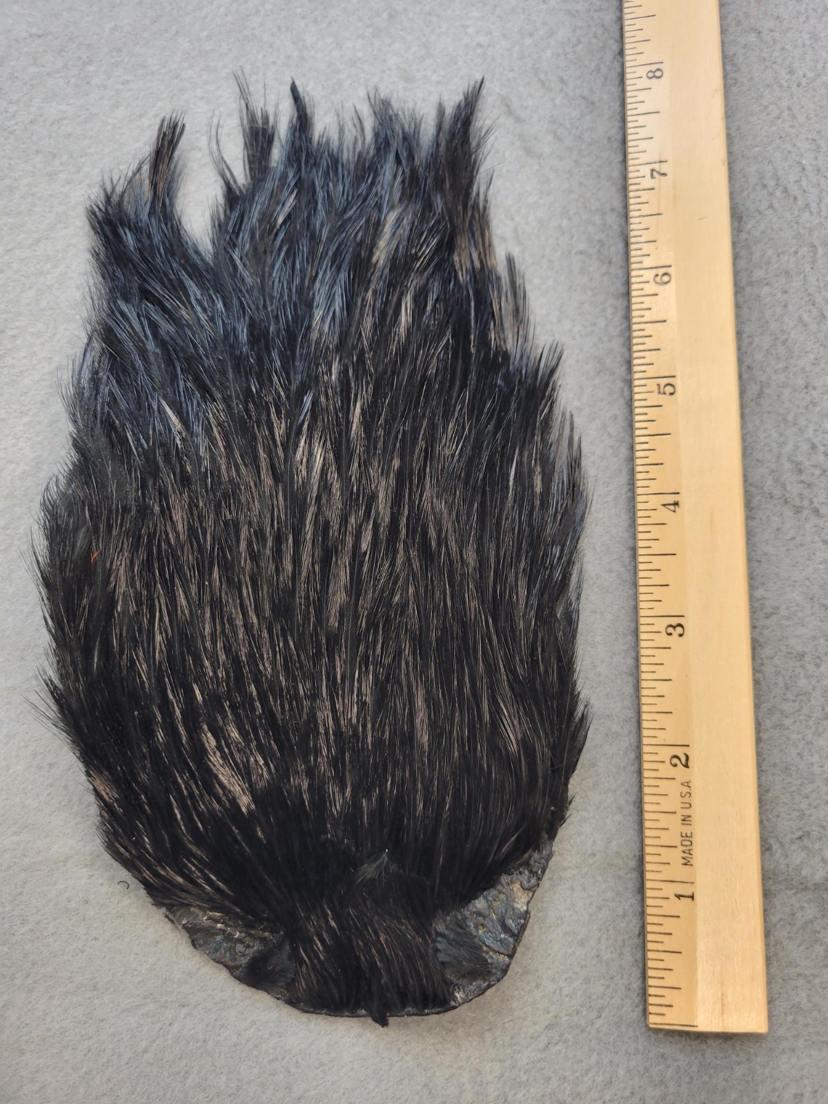 Lot 162,  Grade B,  DYED BLACK India Rooster Streamer Neck Cape Feathers
