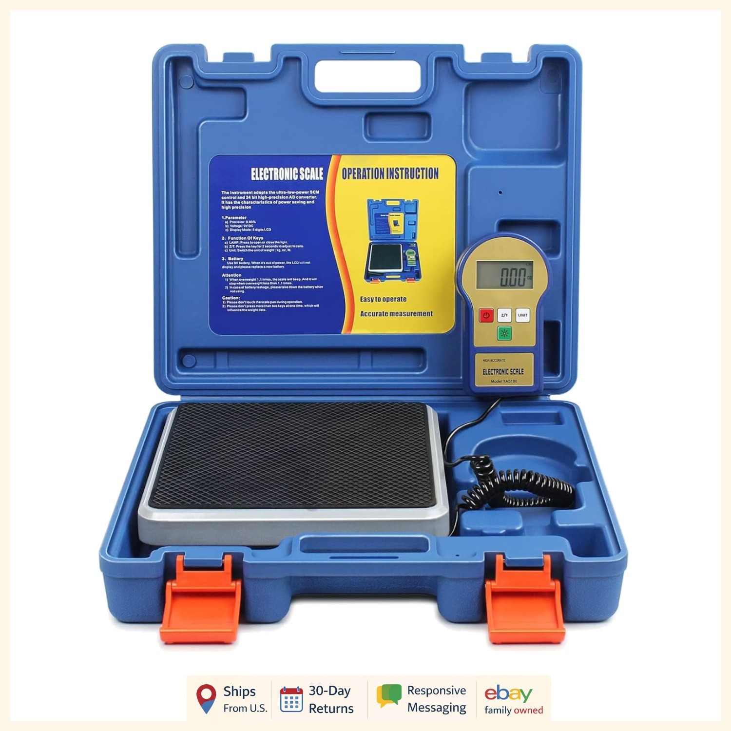 Handheld Digital Charging Scale 220lbs with Slip-Resistant Platform & Carry Case