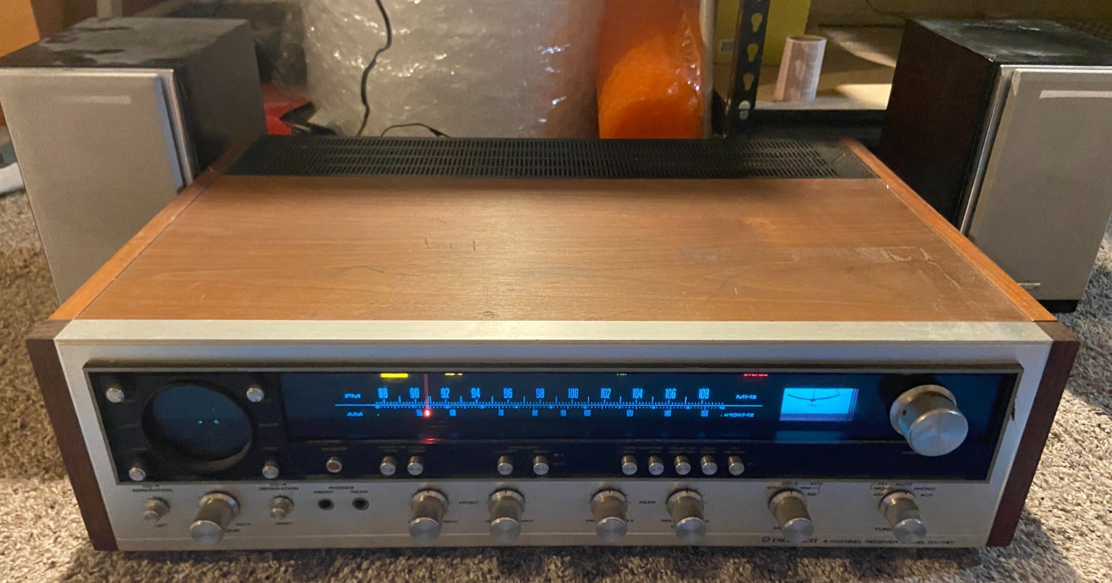 📻 Vintage Pioneer QX-747 Quadraphonic Receiver ~ Powers Up ~ For Parts / Repair