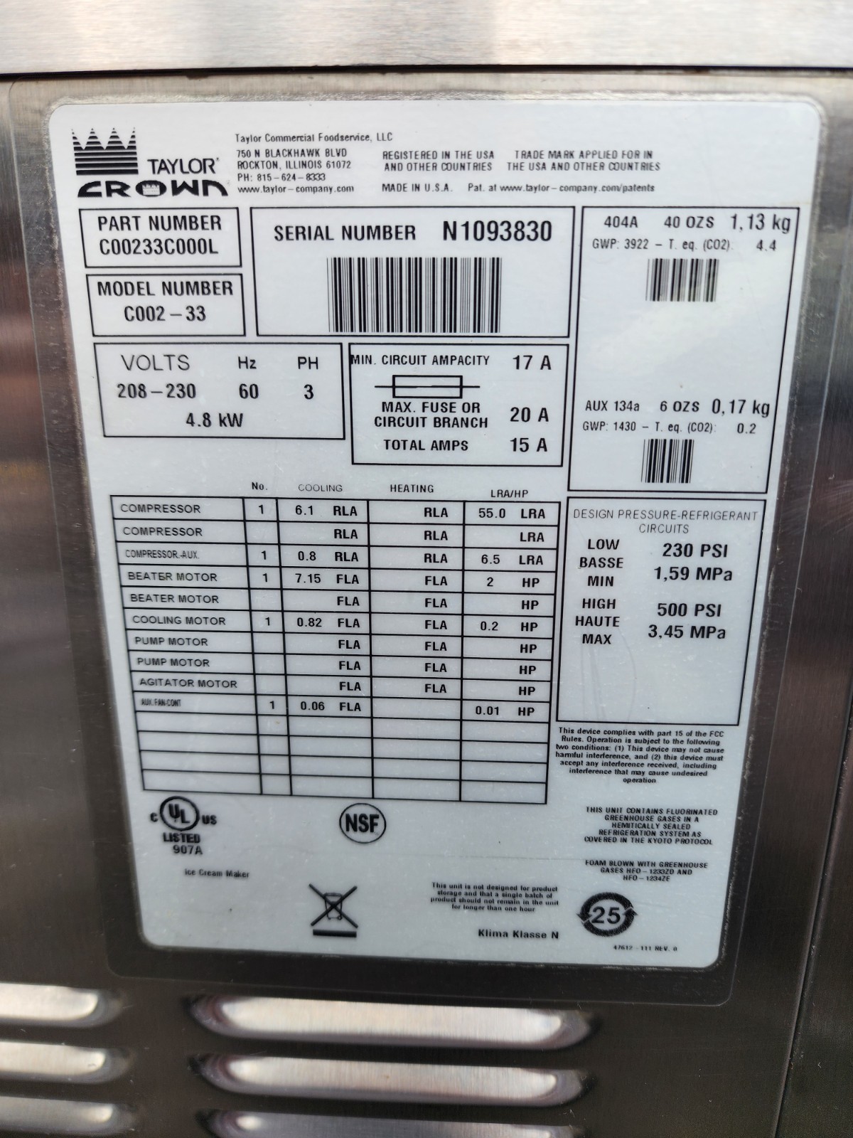 Taylor C002 2021 Continuous Dispensing Batch Freezer Tested by In house tech