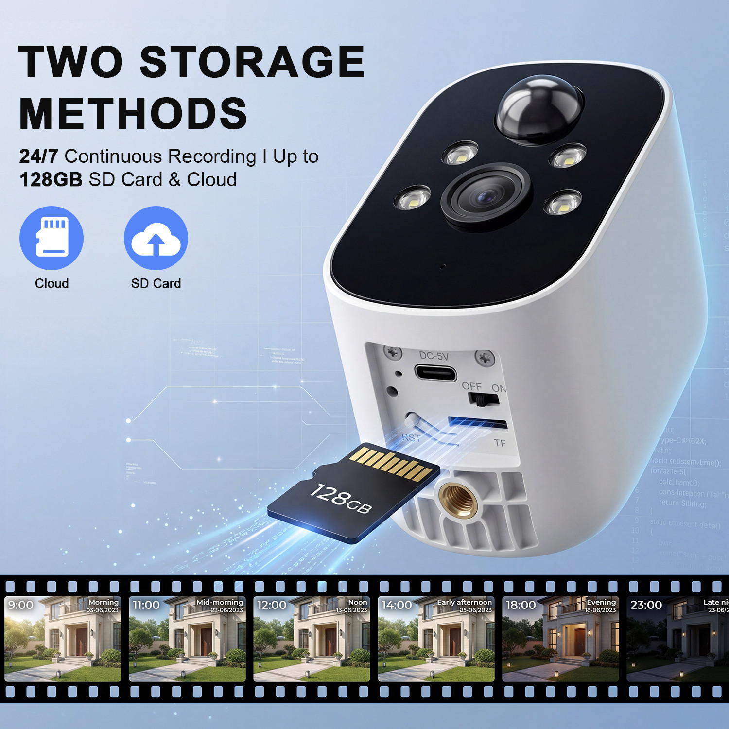 3Pcs Solar Camera Wireless Battery Powered Security Camera System Outdoor WiFi