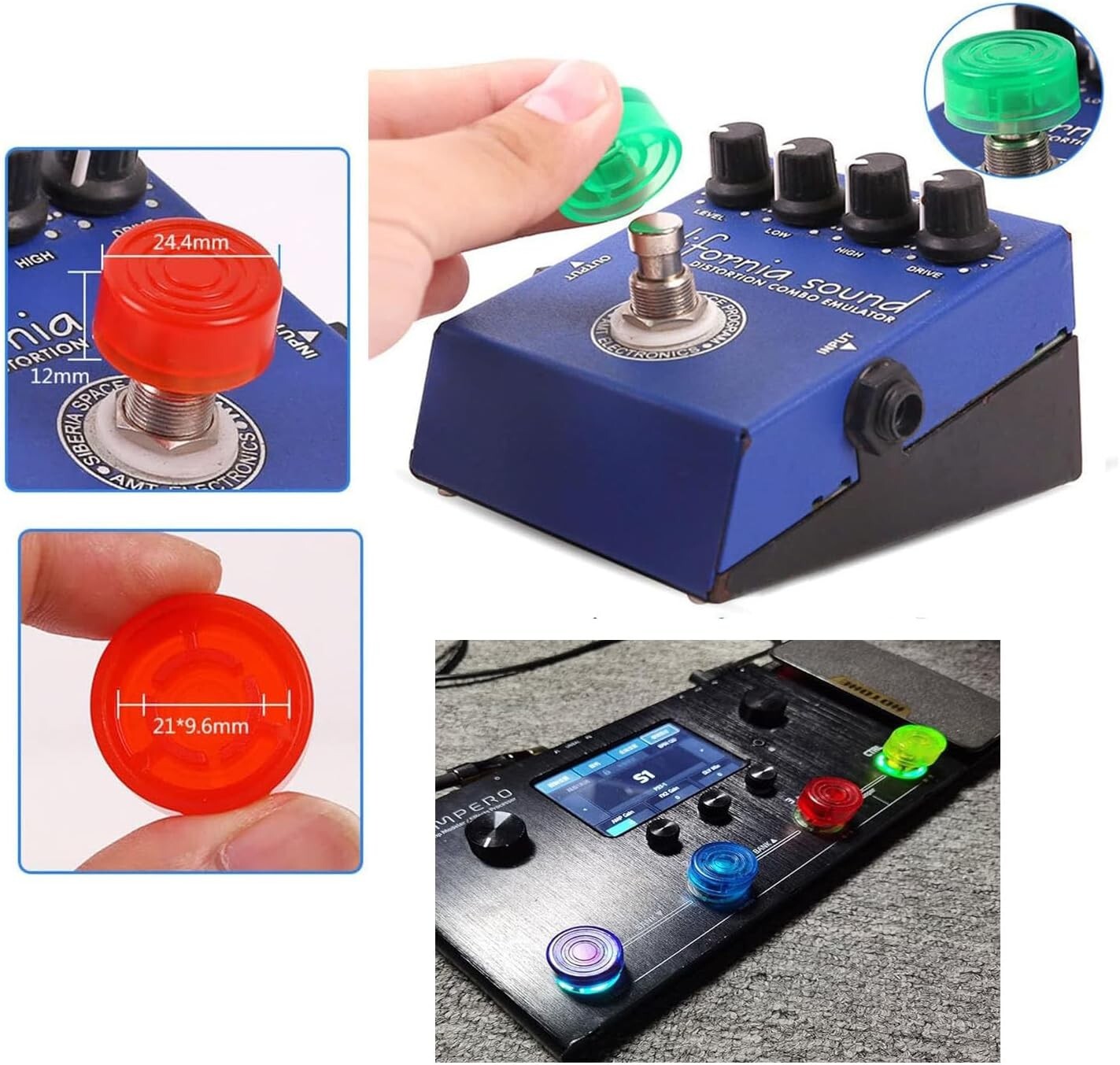 Pedal de efectos de guitarra, tapa protectora para interruptor de pie