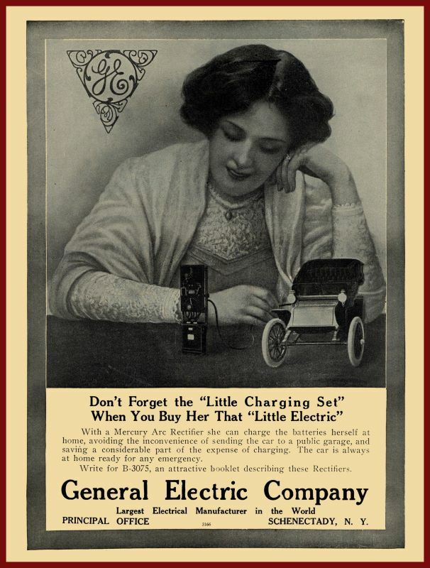 1912 General Electric New Metal Sign: Electric Car Home Charger, 100yrs B4 Tesla