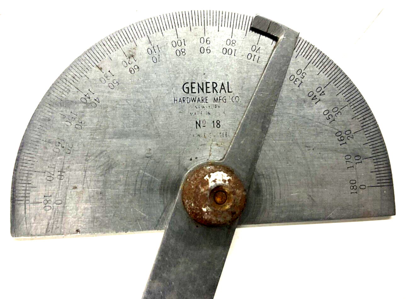GENERAL HARDWARE CO. STAINLESS STEEL PROTRACTOR, No. 18