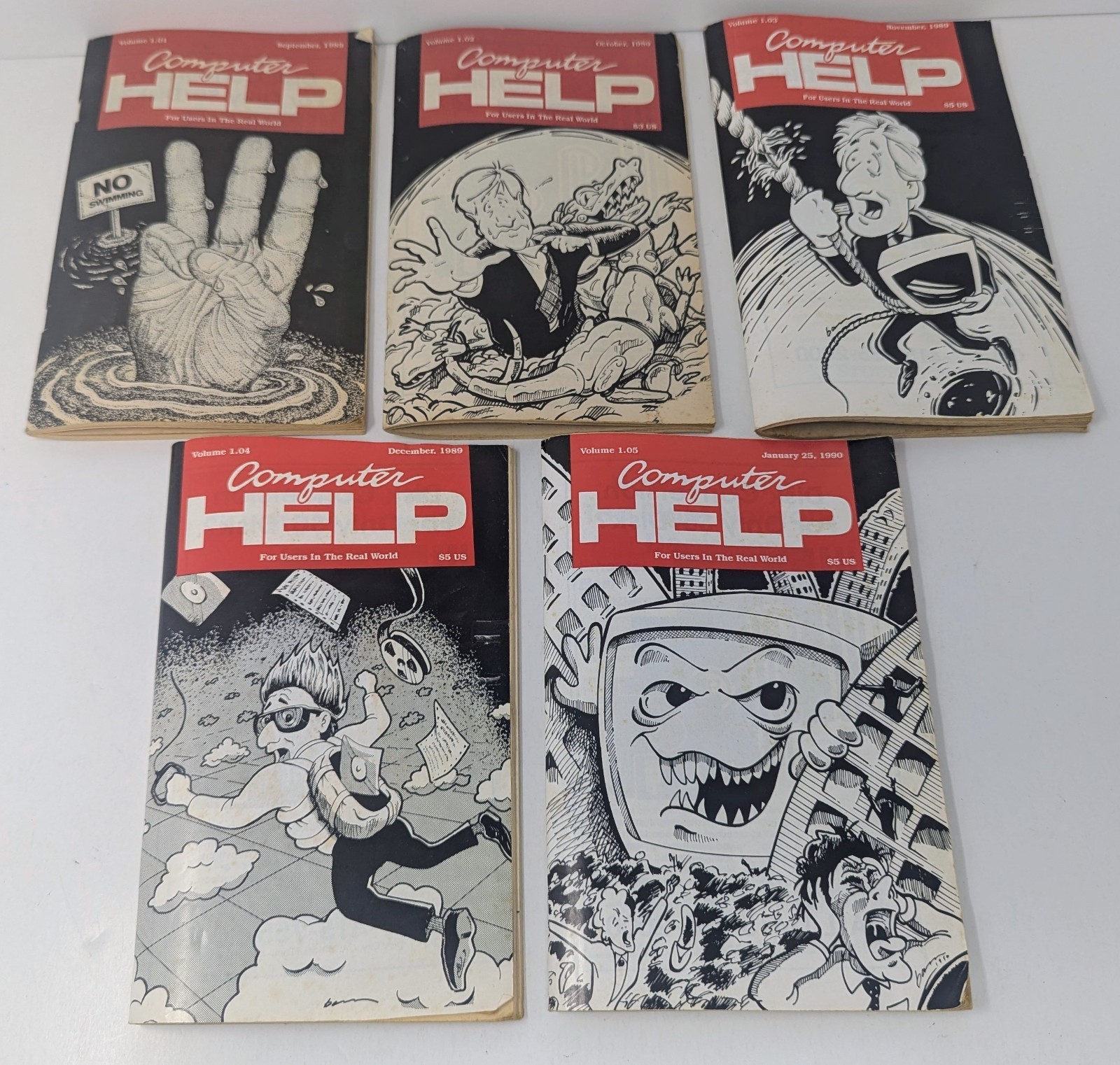 Computer Help magazine Lot Of 5 - 1989-1990 - First Osborne Group - FOG!