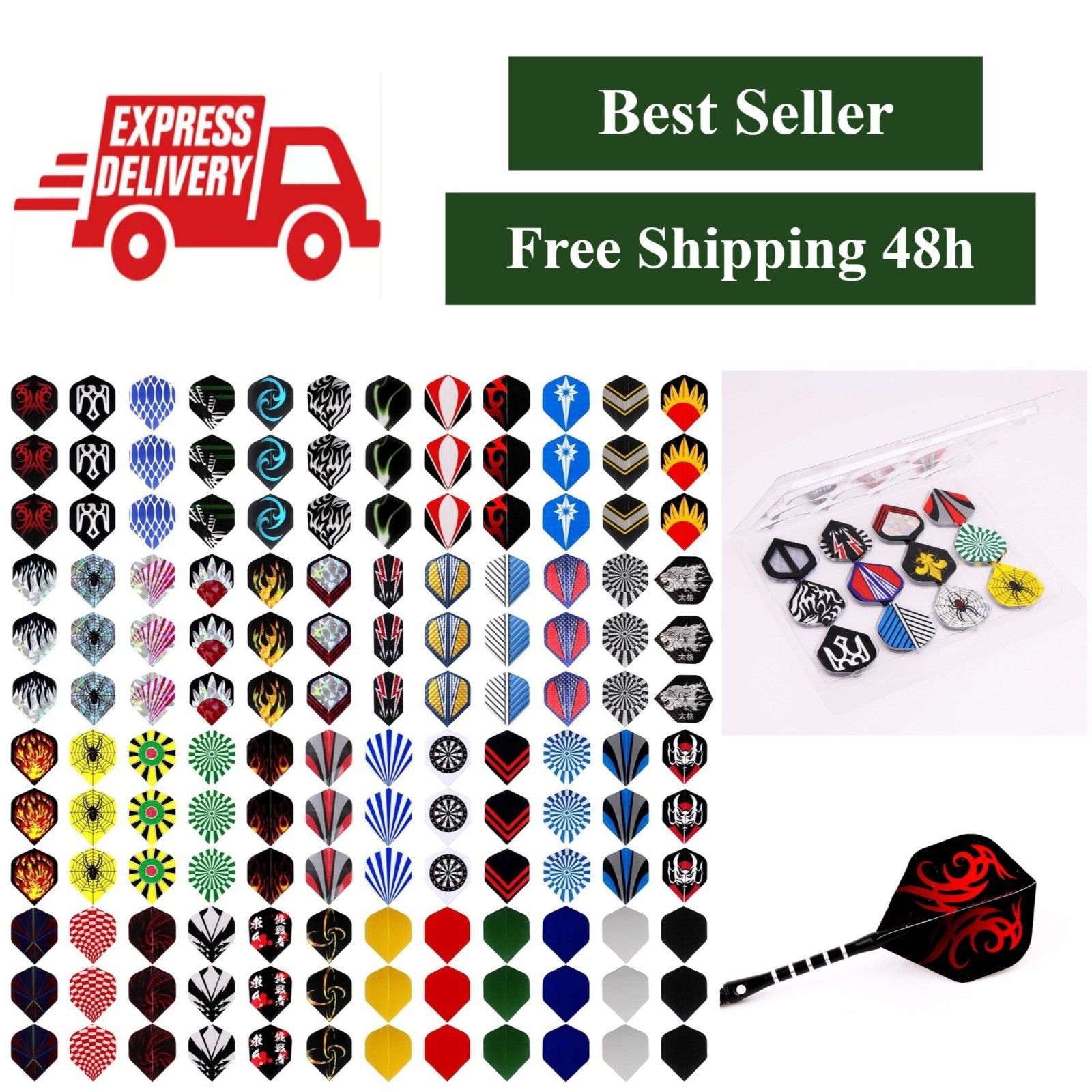 MaxMau Dart Flights - 144 pcs Standard Shape Replacement Tails for Darts