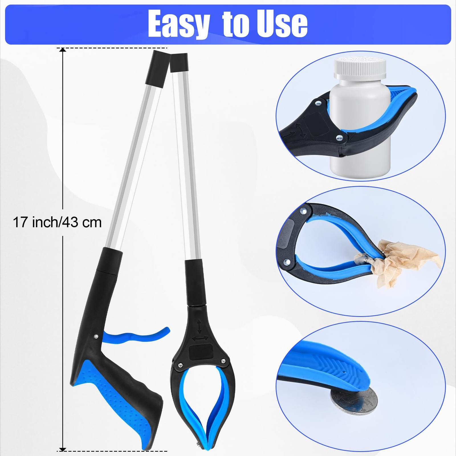 6 Pack 32 Inch Commercial Trash Grabber Tool for Elderly Assist, Foldable