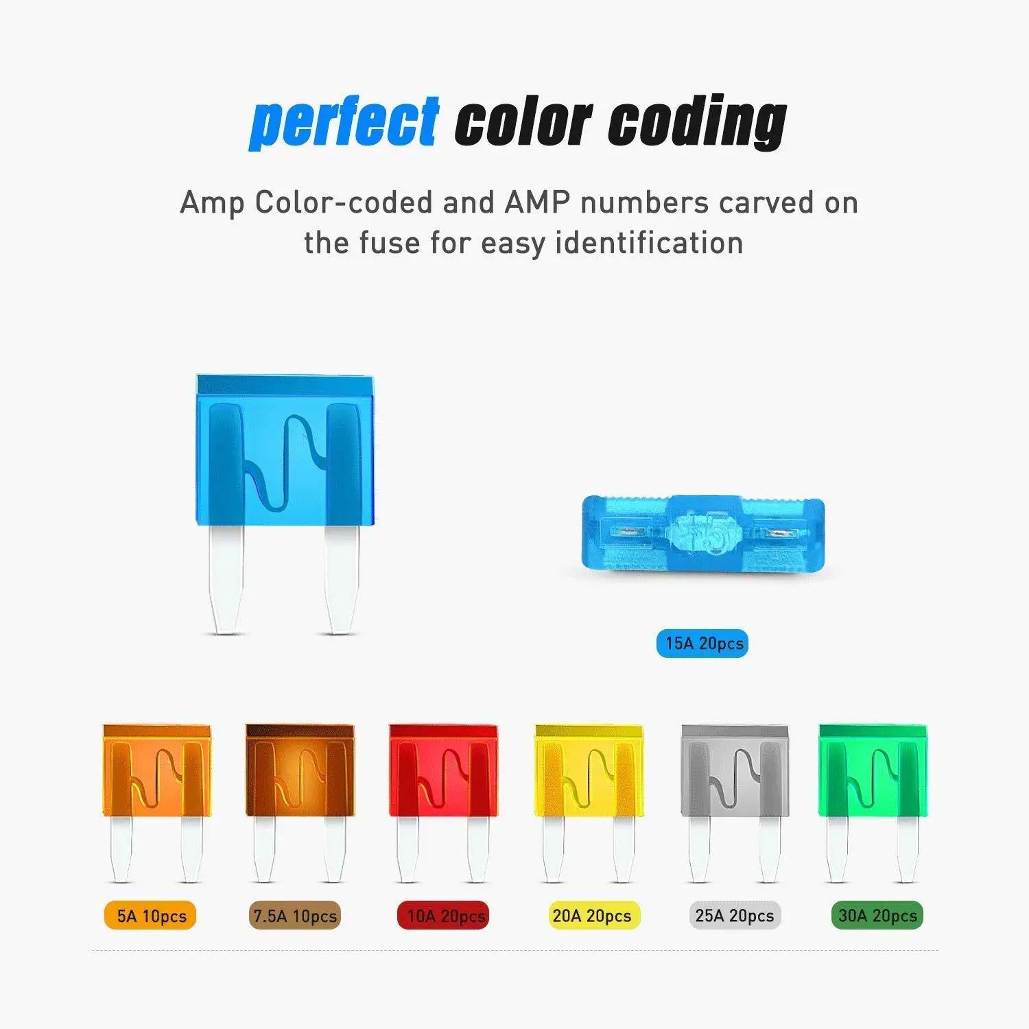 Nilight 120Pcs Mini ATM/APM Blade Fuses Assortment Kit