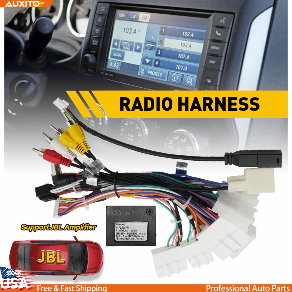 For Toyota Aftermarket Stereo Radio Car Wire Harness Cable Adapter w/ Canbus BOX