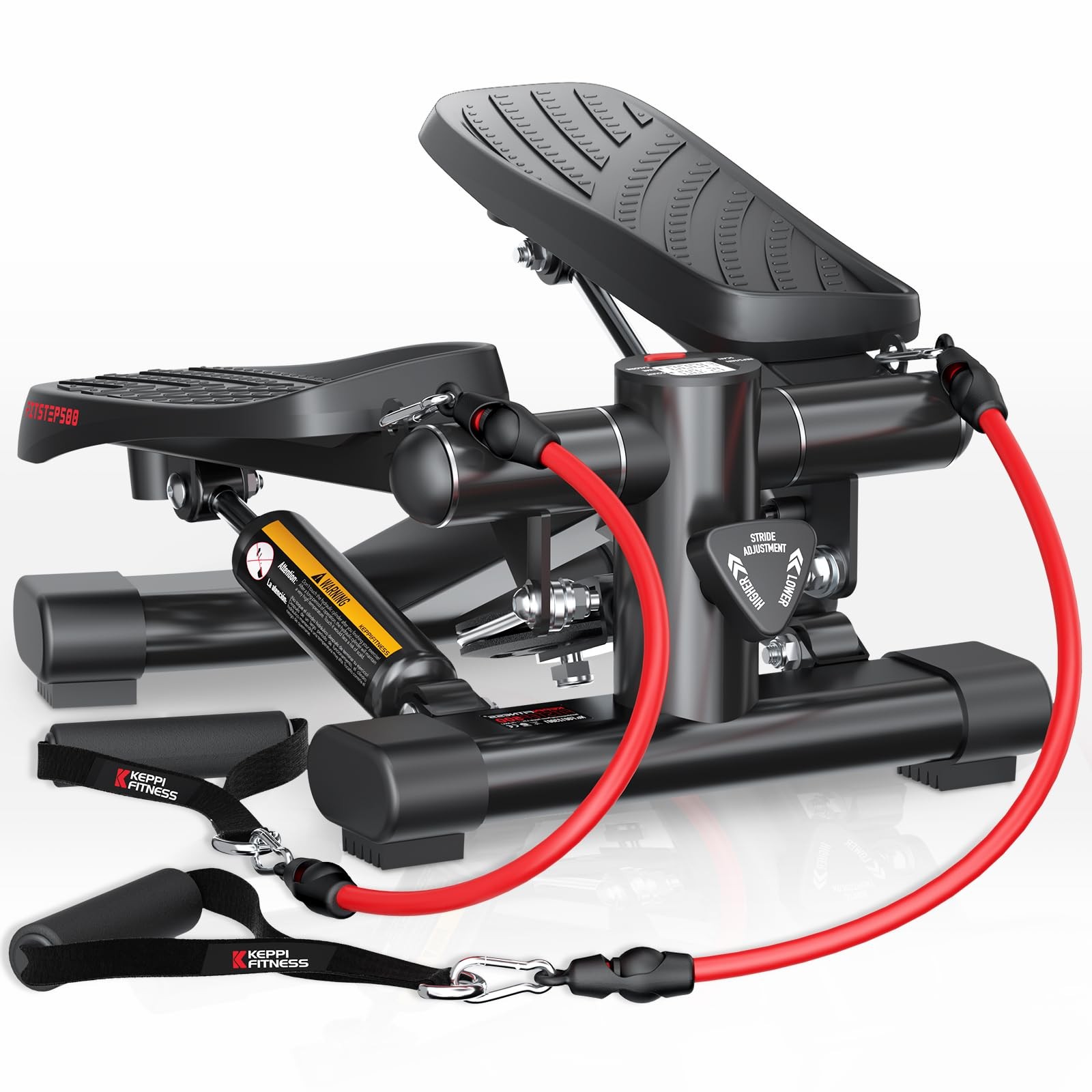 KeppiFitness Mini Stepper with Resistance Bands, 350LB Capacity for Home