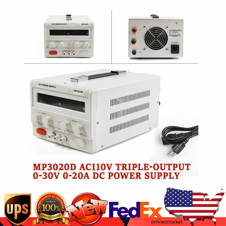 0-20A 0-30V Adjustable DC Power Supply Precision Variable Lab Digital Test 110V