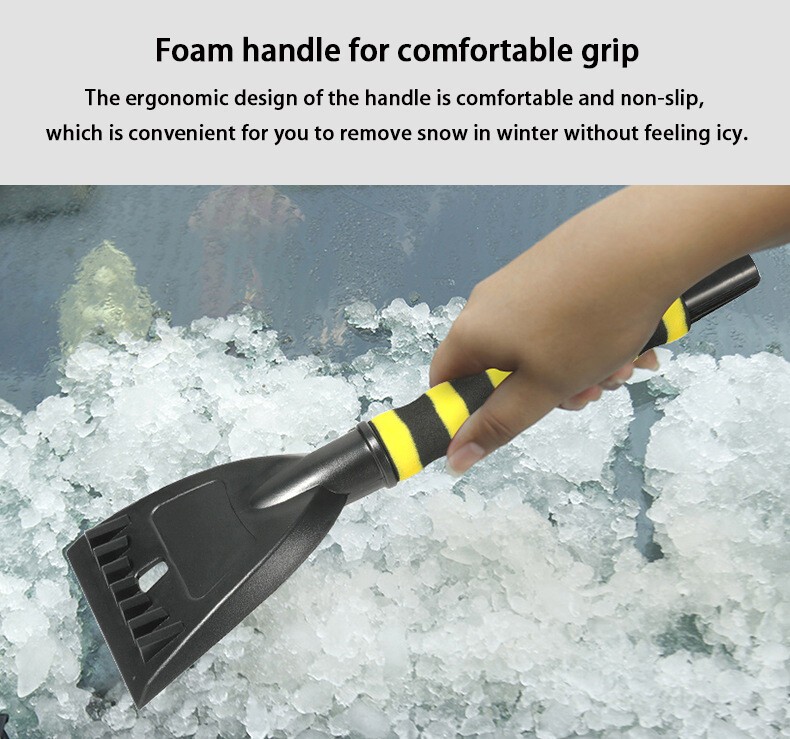 1Pc 2-in-1 Ice Scraper with Brush for Car Windshield Snow Remove Cleaner Black ?