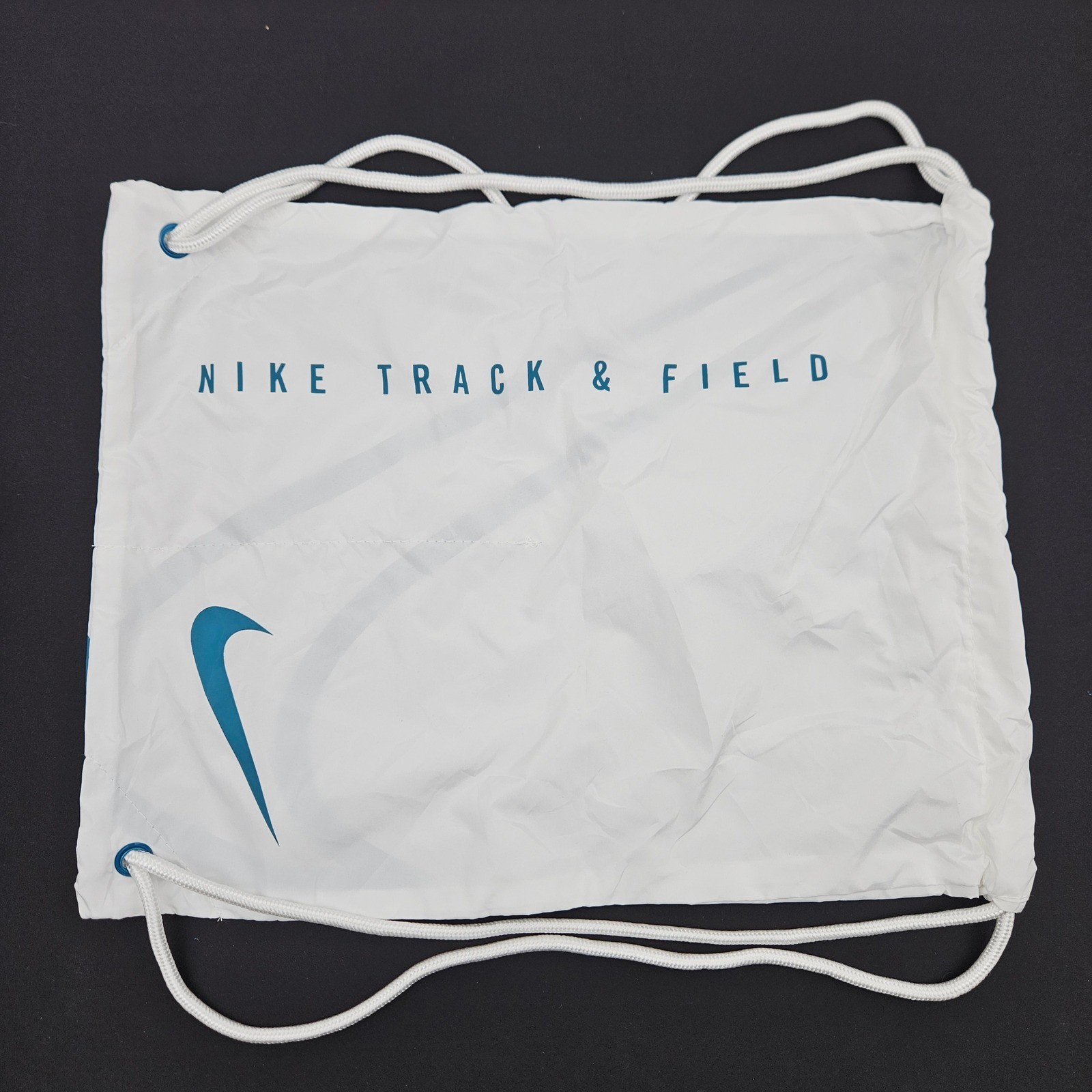 Nike Track & Field Drawstring Bag White Teal Swoosh Cinch Sackpack Gym Bag