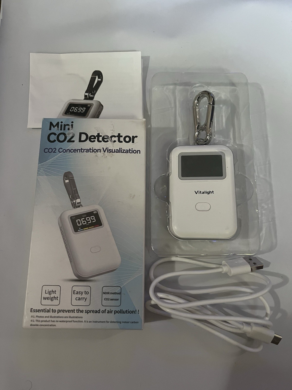 Mini CO2 Detector, Air Quality Monitor, Stylish and Lightweight CO2 Monitor