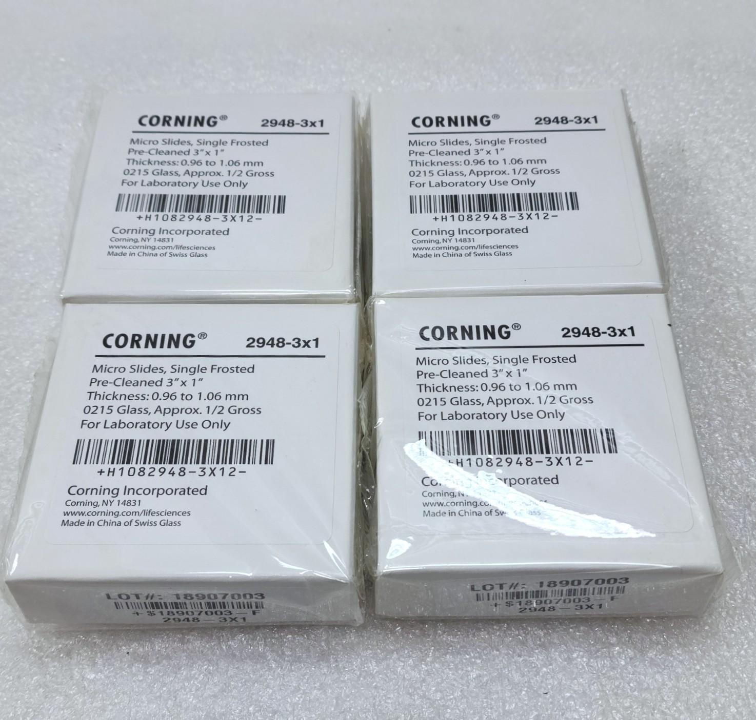 CORNING Micro Slides  Frosted One Side  75x25mm /  3”x1”  PACK OF 4