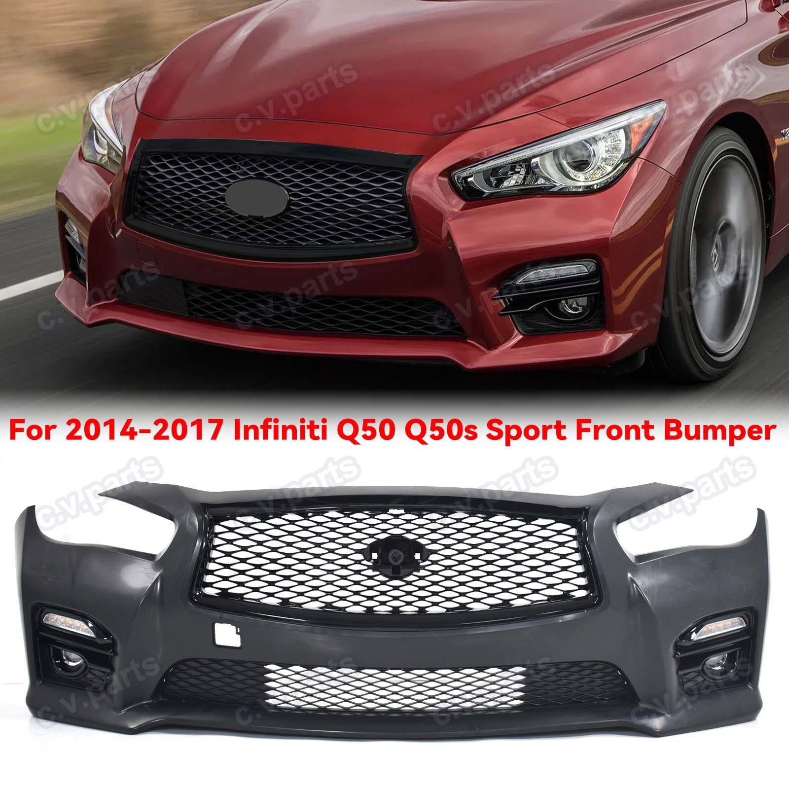 For 2014-2017 Infiniti Q50 Q50s Sport Front Bumper Upper Lower Grille Fog Lights