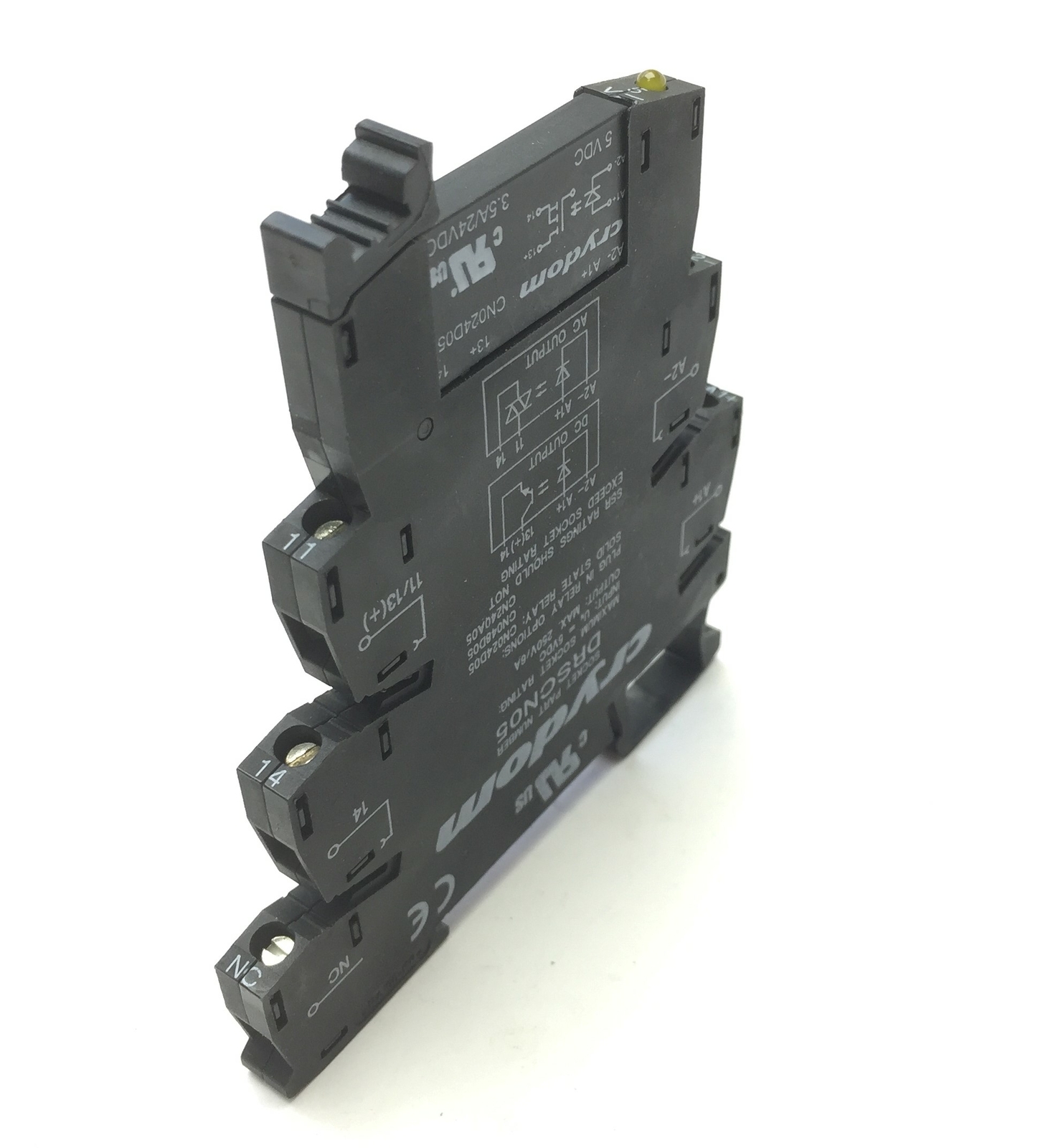Crydom DRSCN05 Socket w/ CN024D05 Plug-In SSR Solid State Relay Control: 5VDC