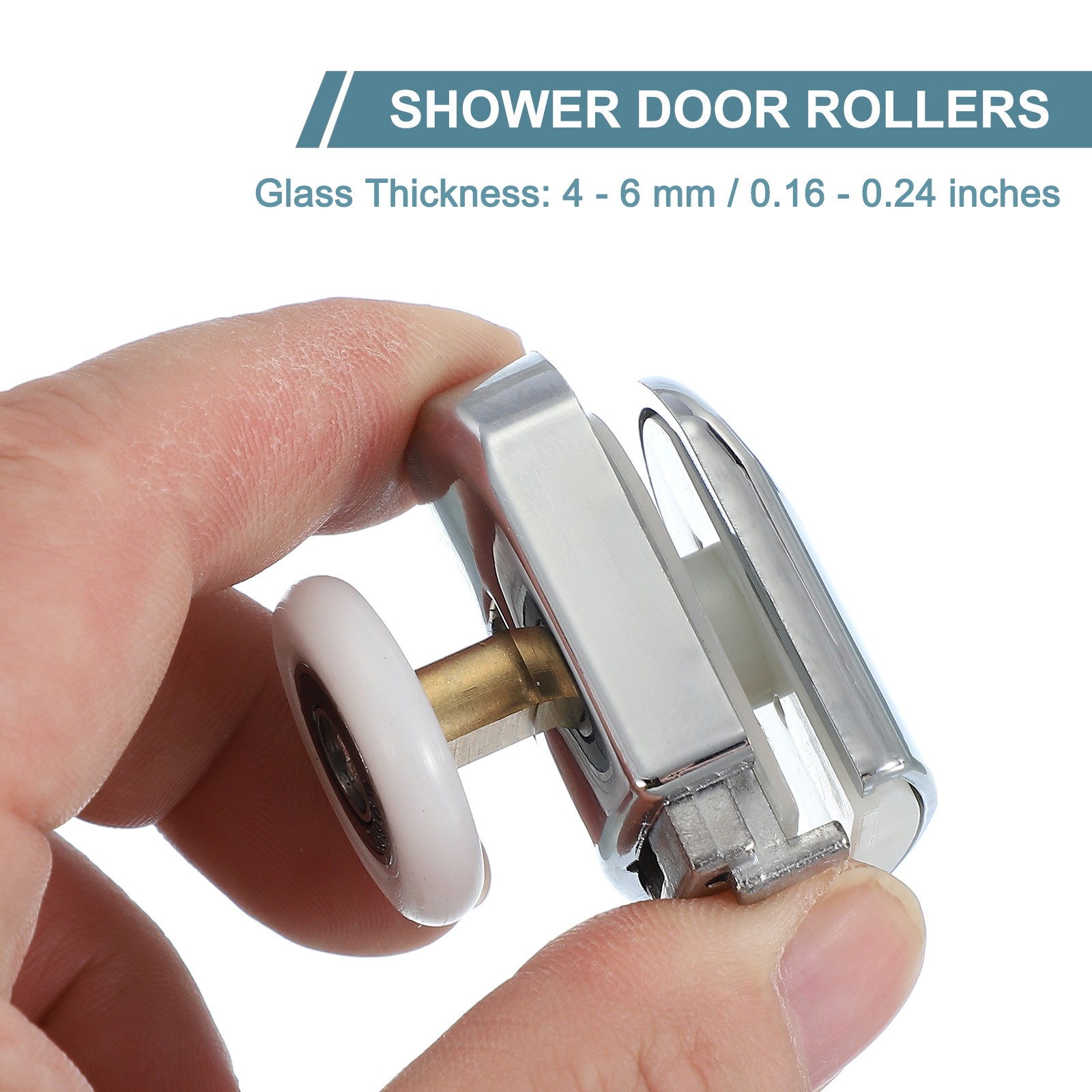 4Pcs 25mm Single Shower Door Rollers Copper Bottom Wheels Pulleys Guide Silver