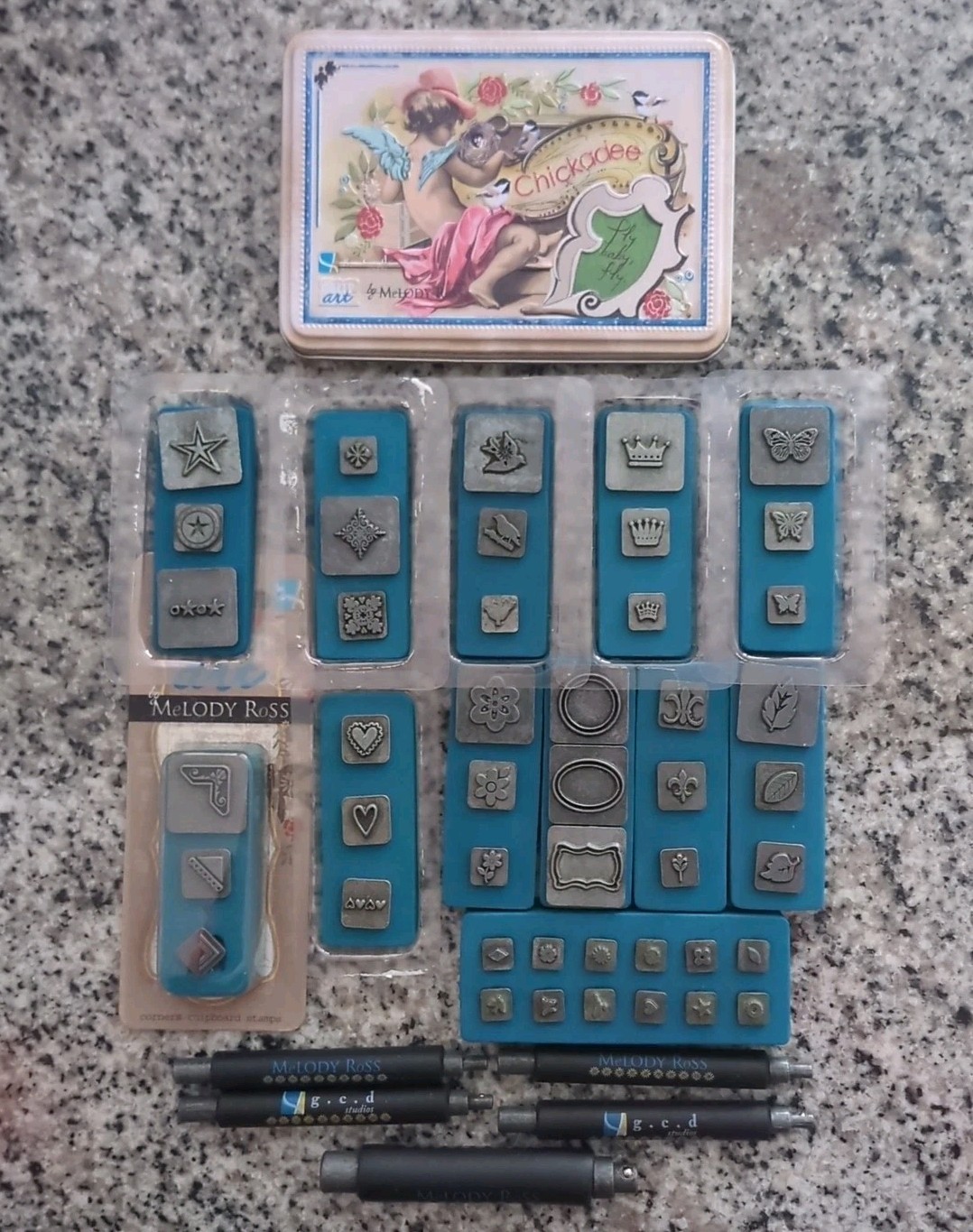 Melody Ross Ornamental Metal Stamps Lot W Accessories