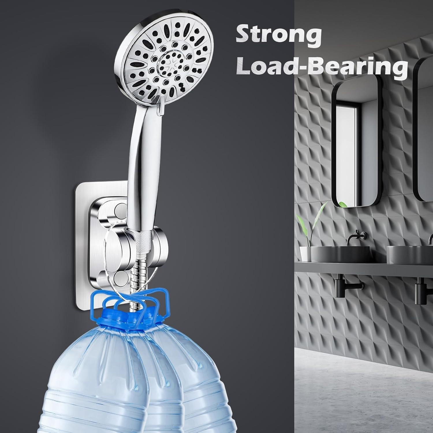 Shower Head Holder Replacement - Strong Adhesive Adjustable Handheld Shower Wand
