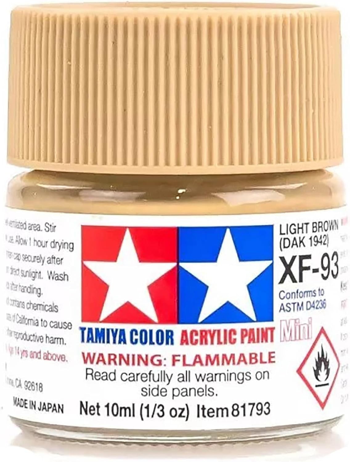 Tamiya #81793 Xf-93 DAK 1942  Ligth Brown Mini 1/3 ounce Free Shipping