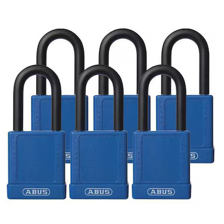 Abus 74/40 Kax6 Blue Lockout Padlock, Keyed Alike, Plastic-Covered Aluminum,