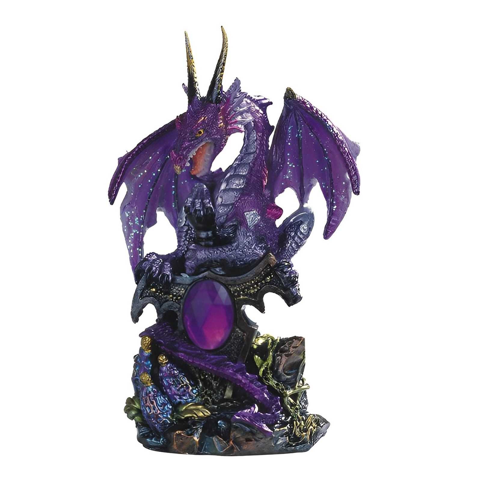 ICE Armor 6" H Purple Dragon w/ Gem Statue Figurine - Detailed, Hand Painted Col