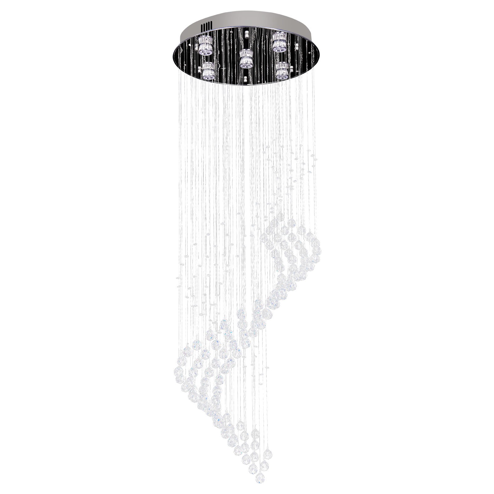Modern Rectangular Crystal Chandelier LED Pendant Lighting Chrome Ceiling Light