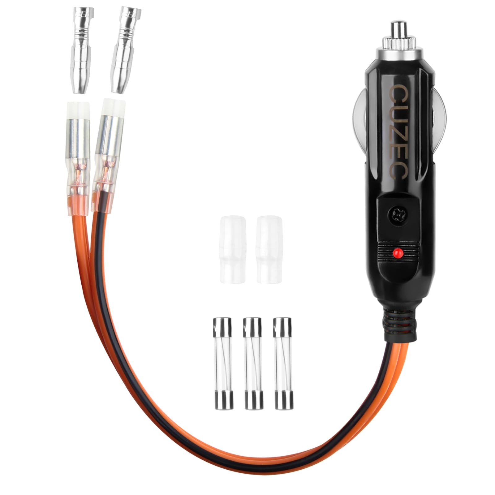 Cigarette Lighter Male Plug 12V Fused Replacement 1 Pack, 0.5ft/15cm