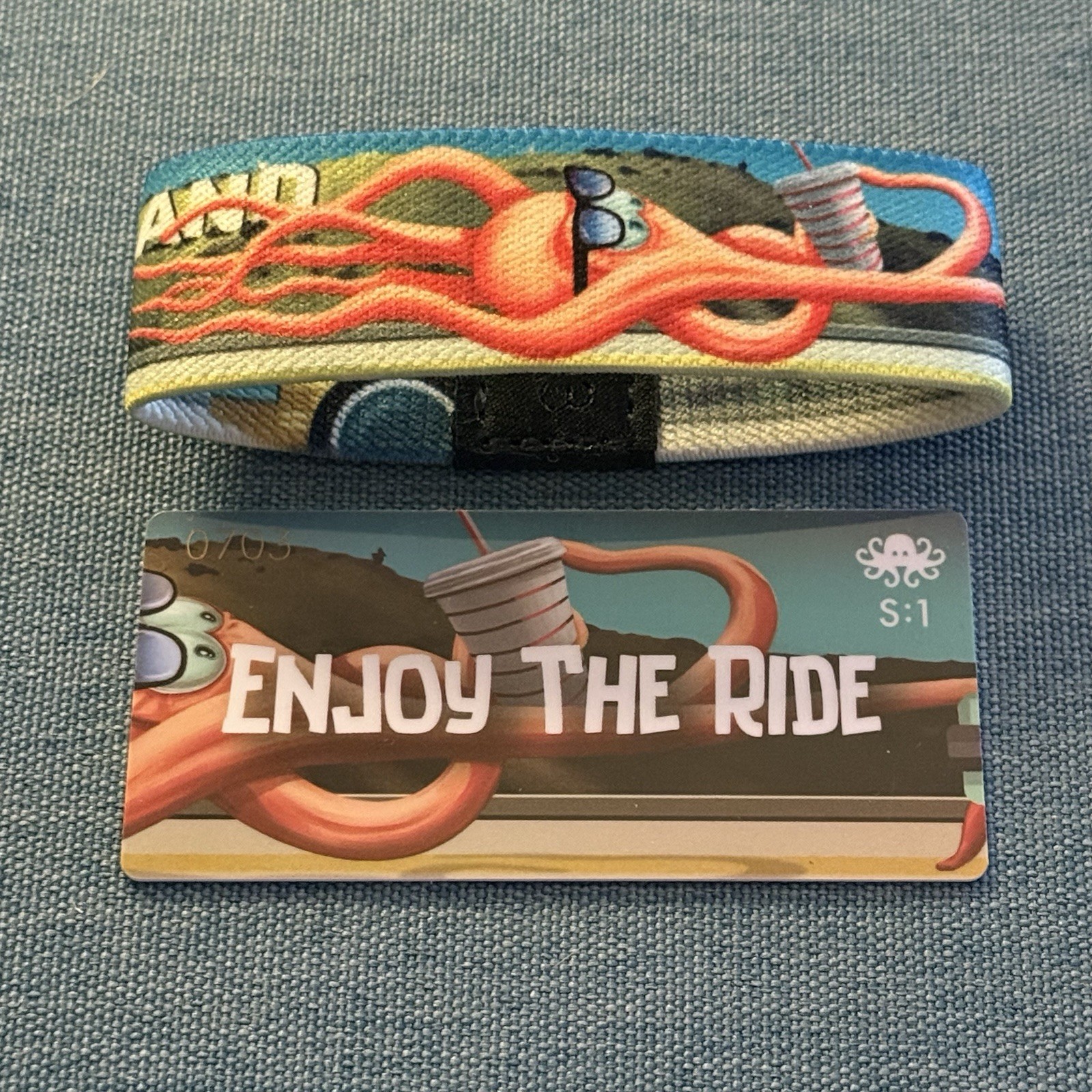 New! ZOX Strap *ENJOY THE RIDE* Sz MEDIUM - Reversible Wristband with Card
