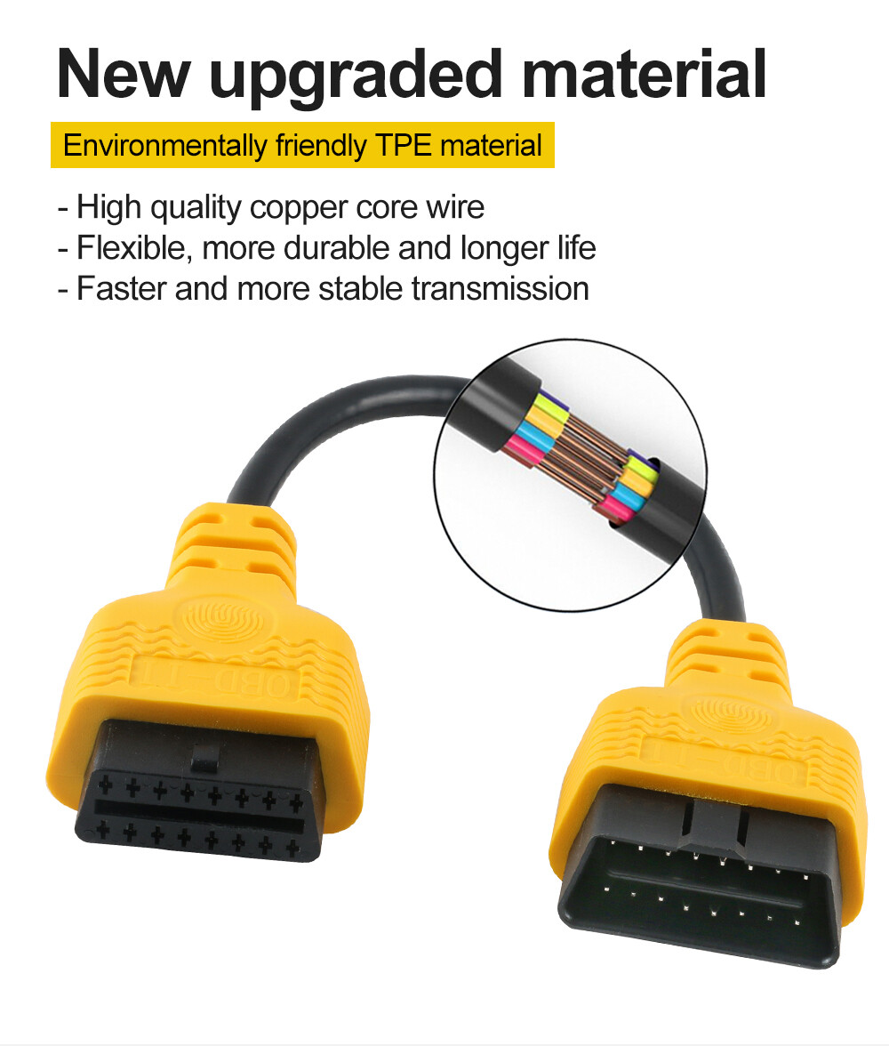 OBD2 Extension 16Pin Cable OBD ll Male to Female Diagnostic Scanner Adapter 30cm