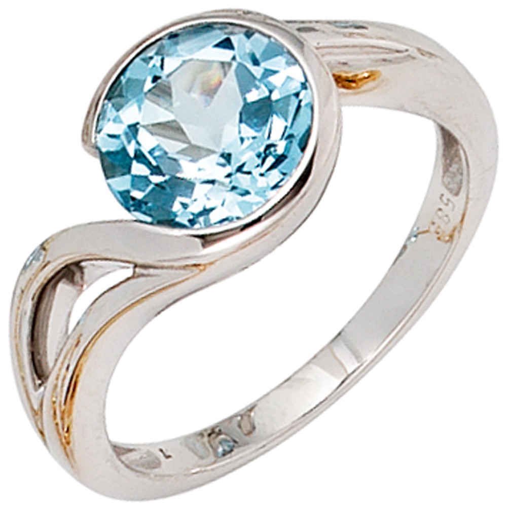 Jobo ladies' ring 585 gold White gold 1 blue topaz light blue White gold ring RW: 54