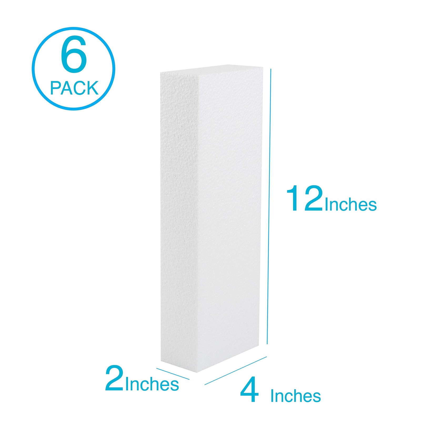 6 Pack EPS Foam Blocks 4x12x2 Craft Panels