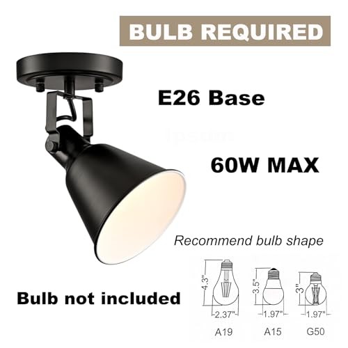 EUL Adjustable Industrial Ceiling Spot Light with Adjustable 1-Light Black
