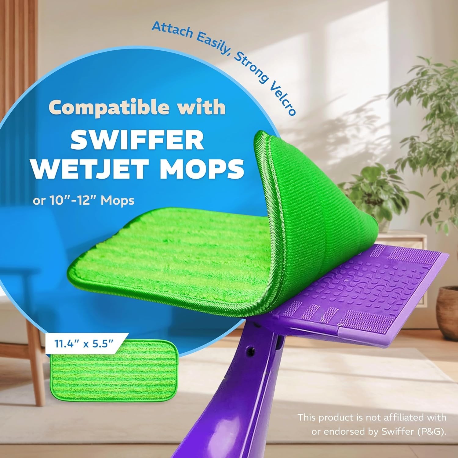 4 Pack Reusable Microfiber Mop Pads for WetJet & Flat Mops Green