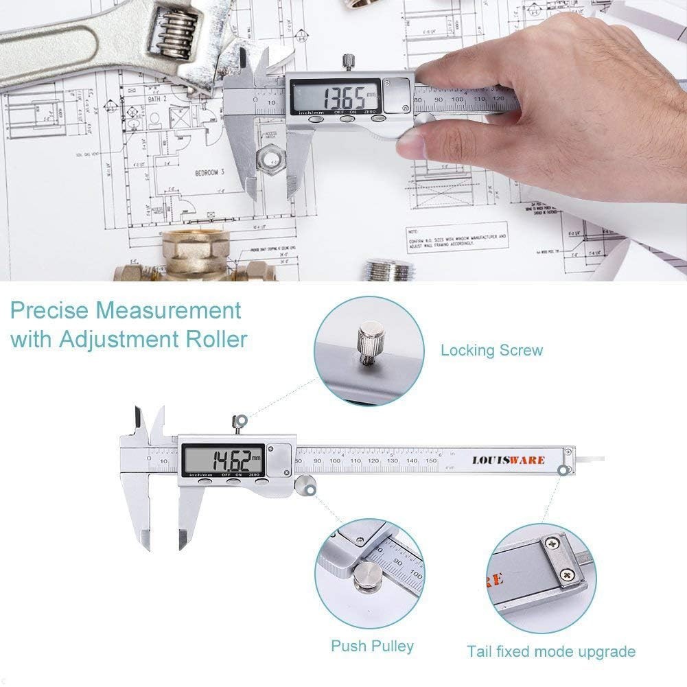 Precision 6 Inch Vernier Caliper, Inch/Millimeter Conversion