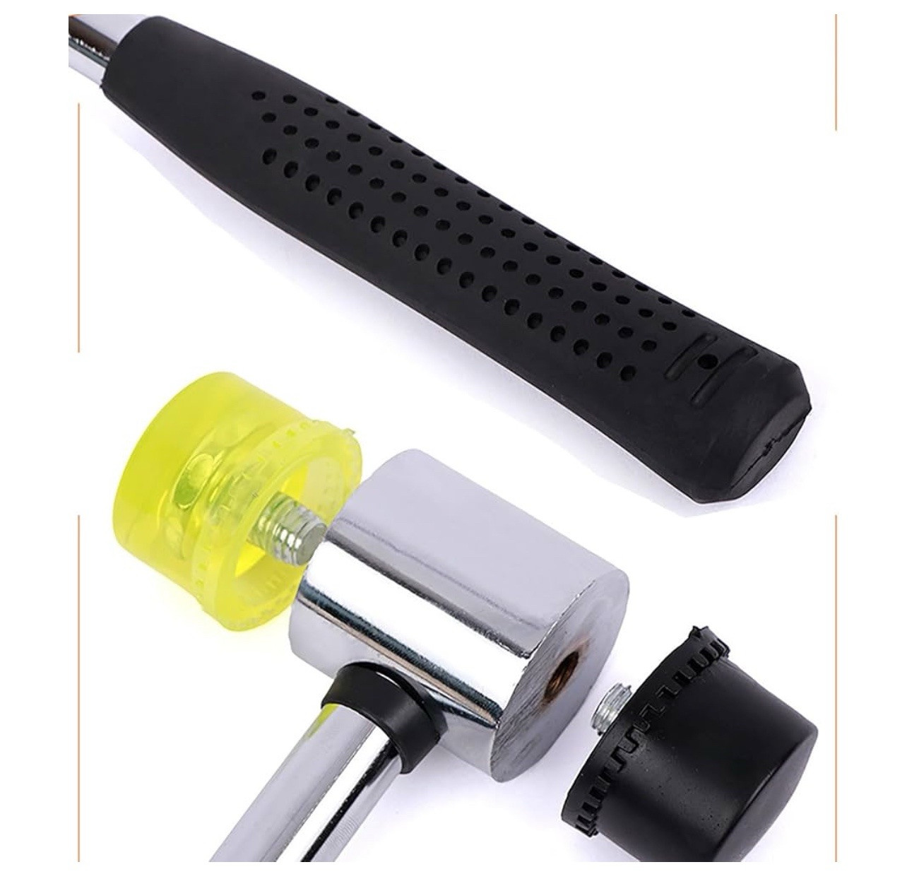 25mm Dual Head Soft Rubber Mallet Hammer Multi-use Rubber Hammer 3-pcs