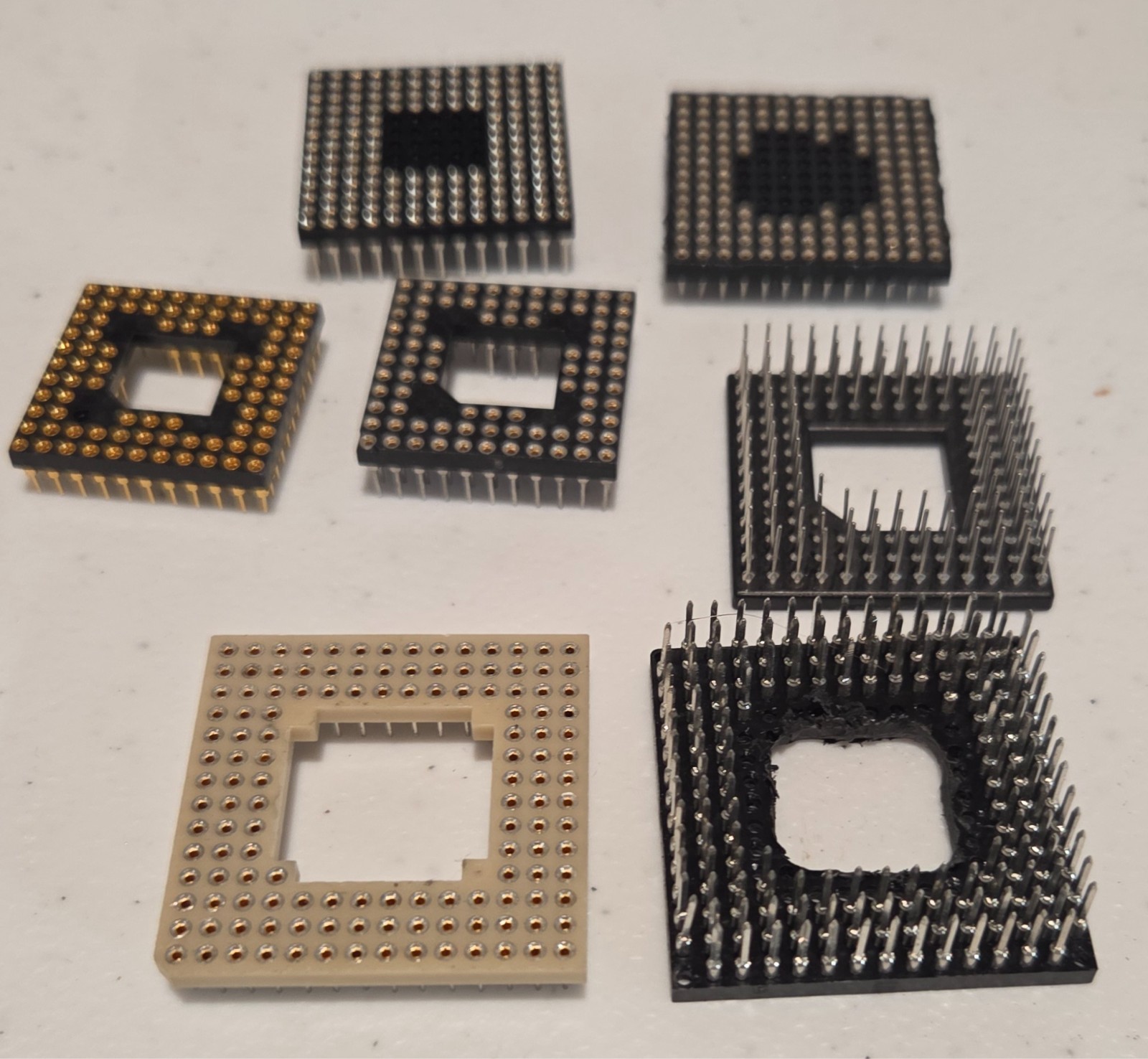 Qty 7 PGA IC Sockets Machine Pin Grid Array 84pin etc
