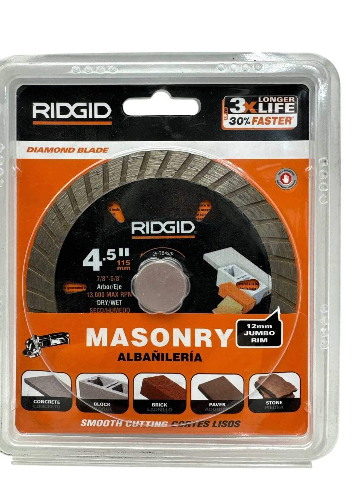 Ridgid 4-1/2 in. Masonry Cutting Turbo Rim Diamond Saw Blade 1010339149