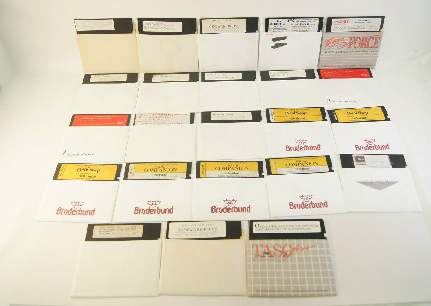 24 Vintage 5.5" Floppy Discs AMT DOS Accounting Softwarehouse Tax Money Counts