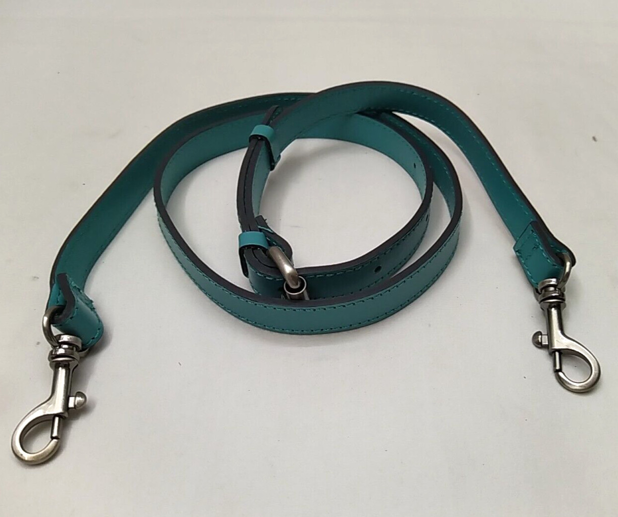 Teal Blue Leather Replacement Strap With Silver-tone Spring Trigger Hook