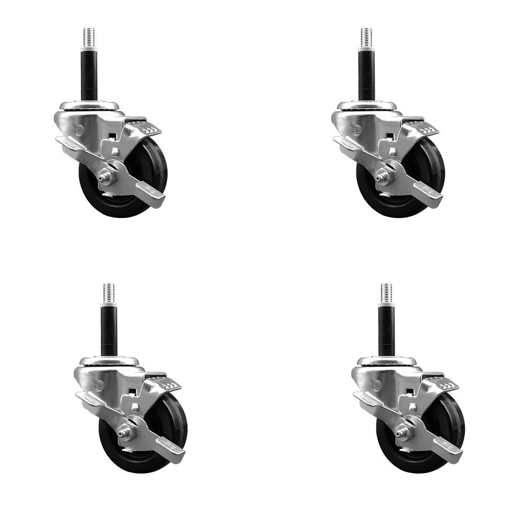 3 Inch Phenolic Swivel 3/4 Inch Expanding Stem Caster Set with Brake SCC